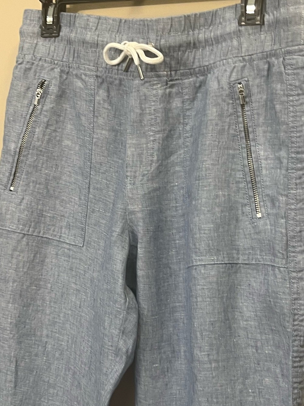 Athleta Cabo Linen Jogger blue, pockets elastic waist athleisure 6 - Picture 3 of 7